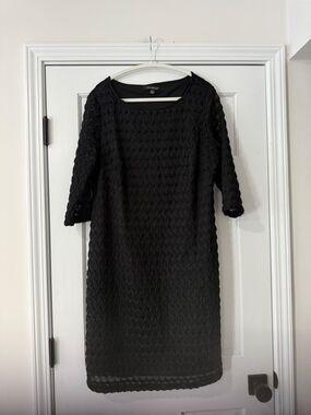 Sharagano Women's Black Honeycomb Textured 3/4 Sleeve Dress Size 14W
